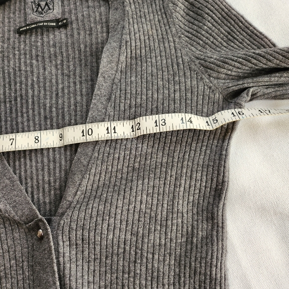Club Monaco XS cashmere cotton blend ribbed cardigan, gray - Picture 4 of 10